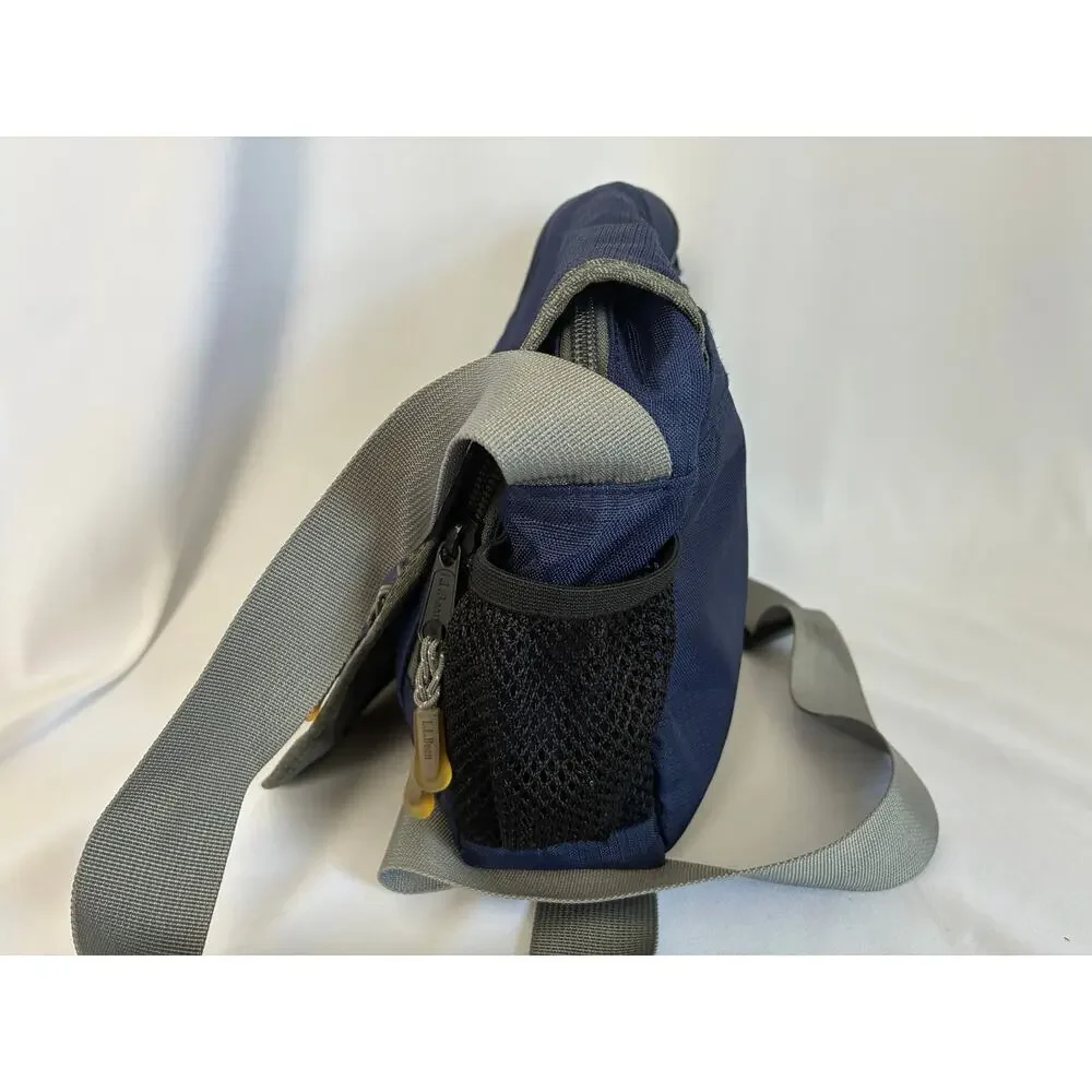 L.L. Bean Messenger Bag Blue Gray Nylon Small Crossbody Travel Organizer